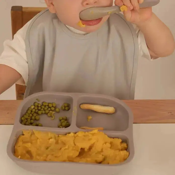 Vajilla BLW Gris 9 Piezas de Silicona orgánica con ventosas Nenina & Co