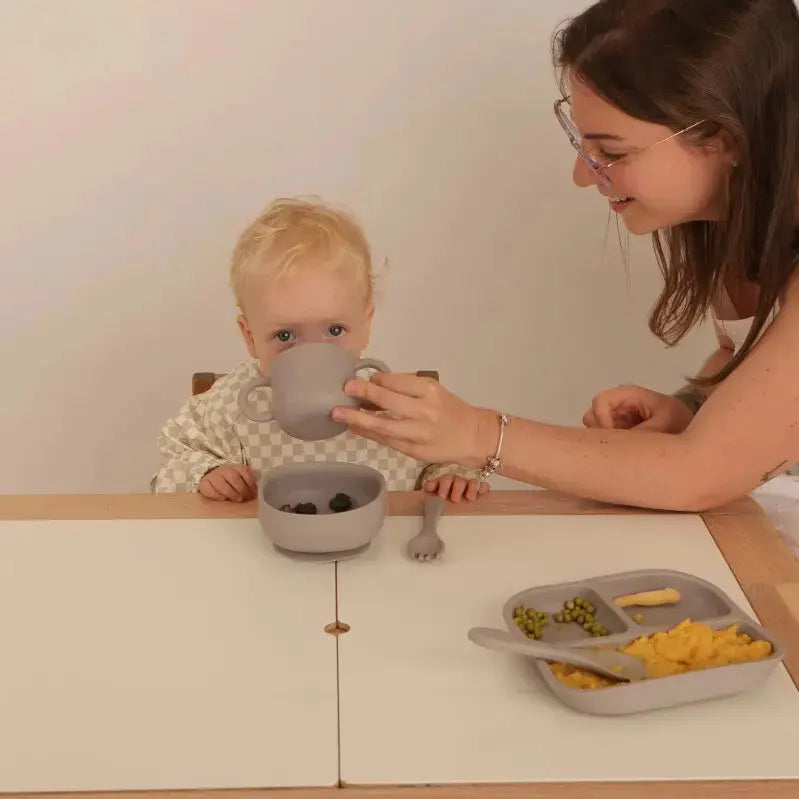 Vajilla BLW Gris 9 Piezas de Silicona orgánica con ventosas Nenina & Co