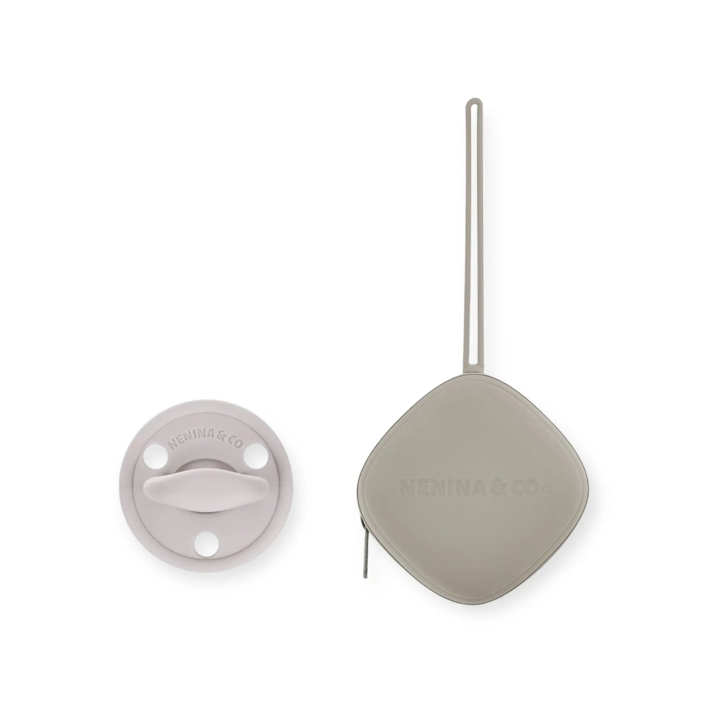 Chupete DIAMOND + Guardachupete DIAMOND Dusty Grey Nenina & Co