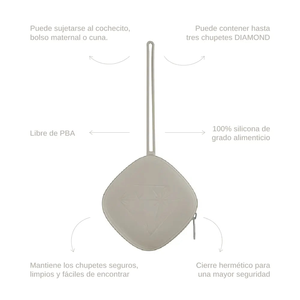 Chupete DIAMOND + Guardachupete DIAMOND Dusty Grey Nenina & Co