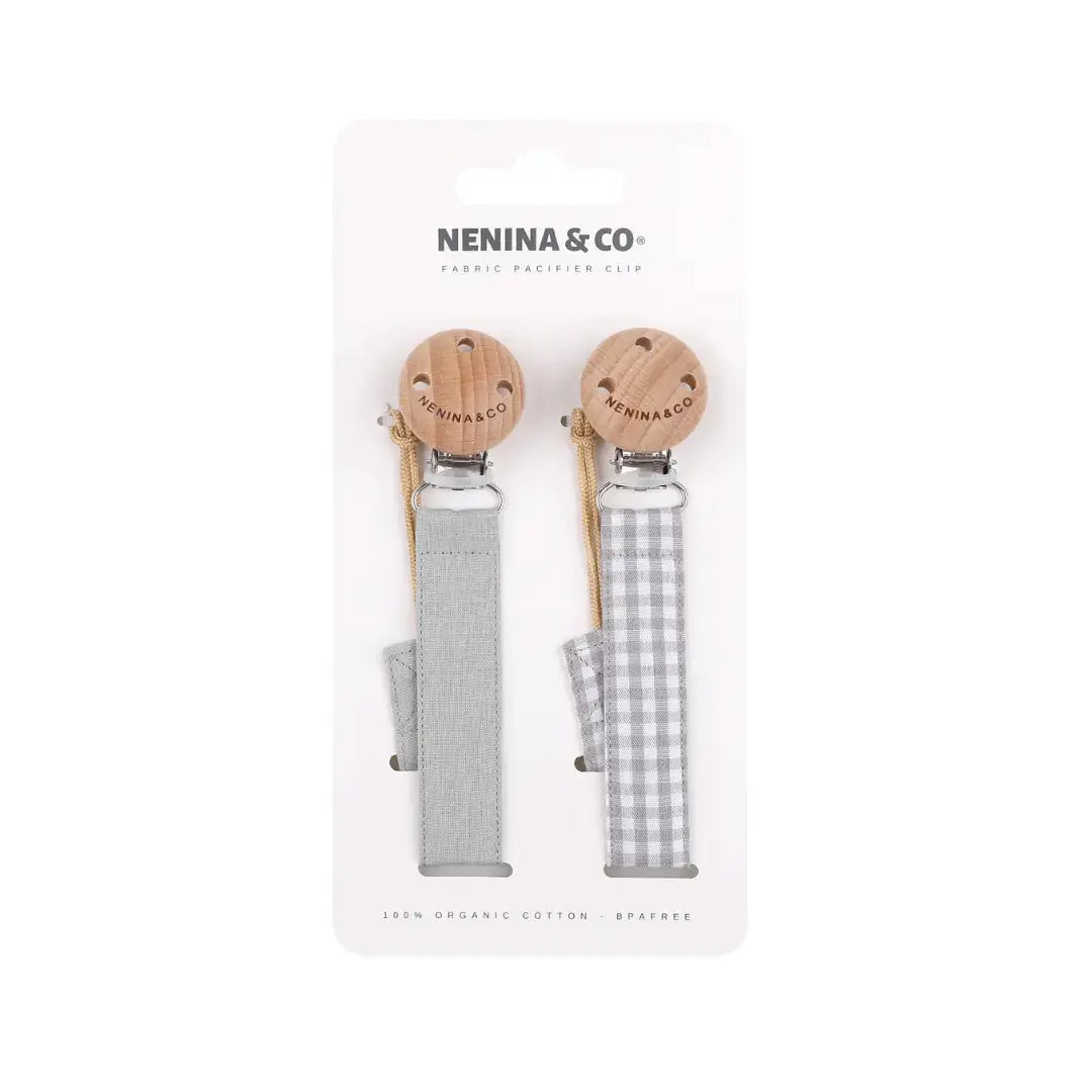 Kit 1 Guardachupete + 2 Chupeteros + 2 Chupetes Gris y Mint  DIAMOND Nenina & Co