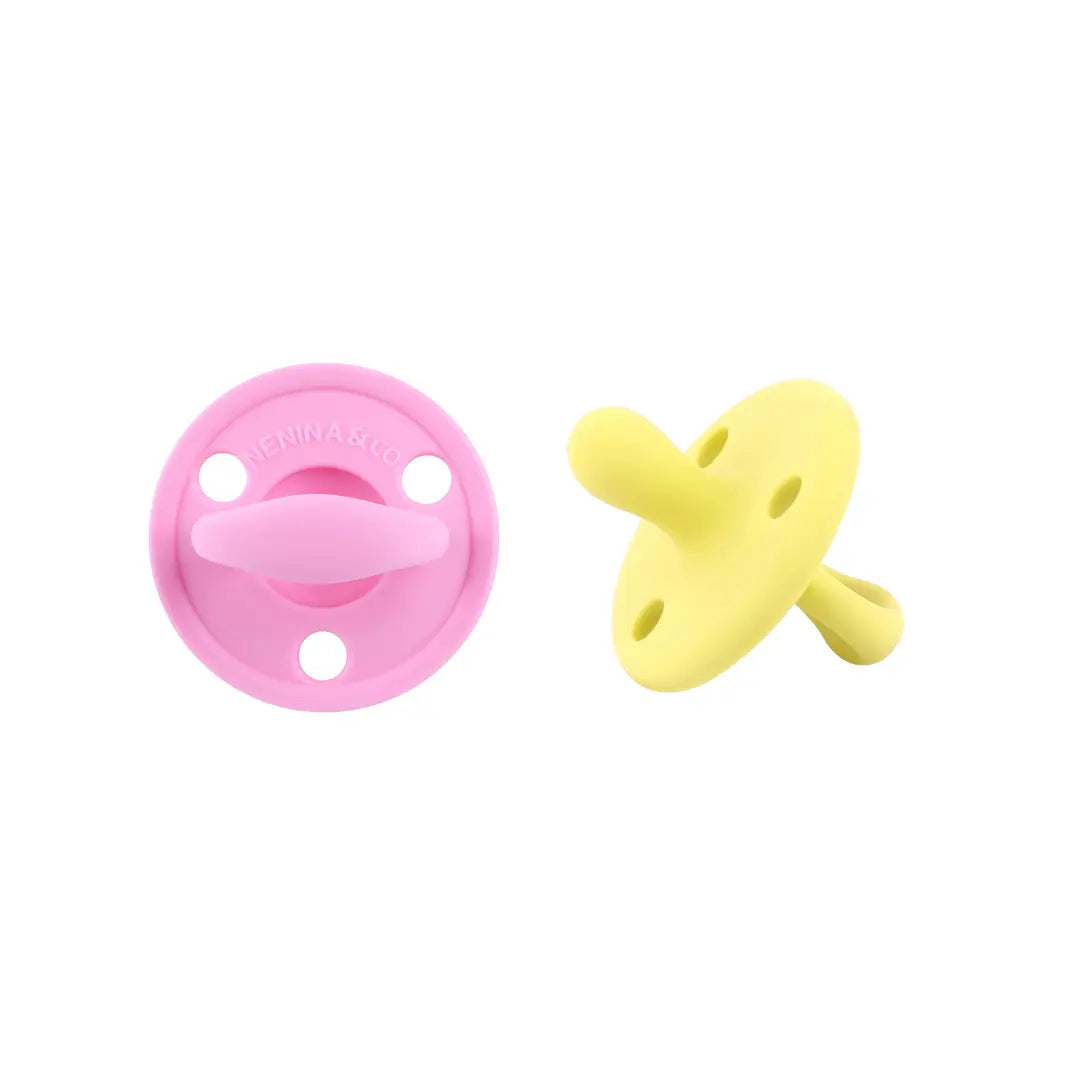 Kit 2 Chupetes CLÁSICOS Rosa chicle y Amarillo Nenina & Co