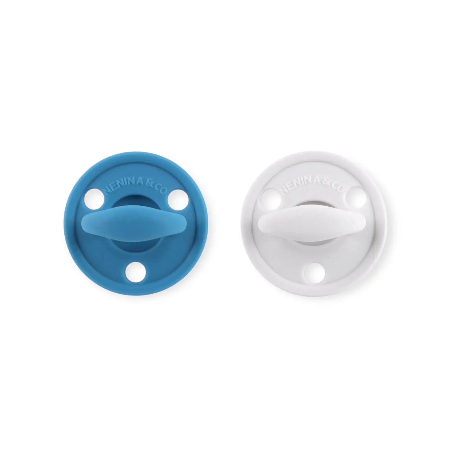 Kit 2 Chupetes Clásicos para Bebé Azul Blue y Gris | Silicona Orgánica Nenina & Co