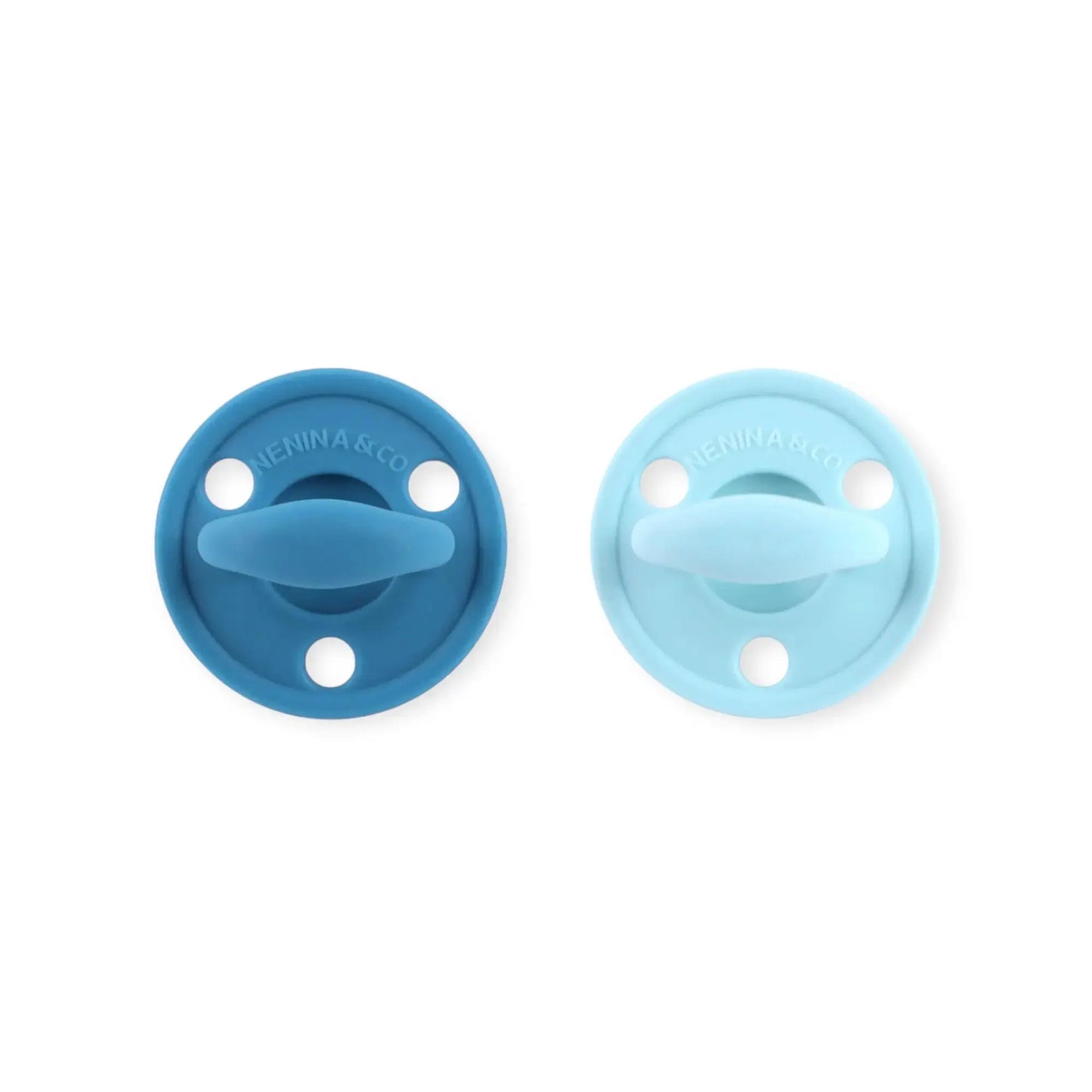 Kit 2 Chupetes Clásicos para Bebé Azul y Celeste | Silicona Orgánica Nenina & Co