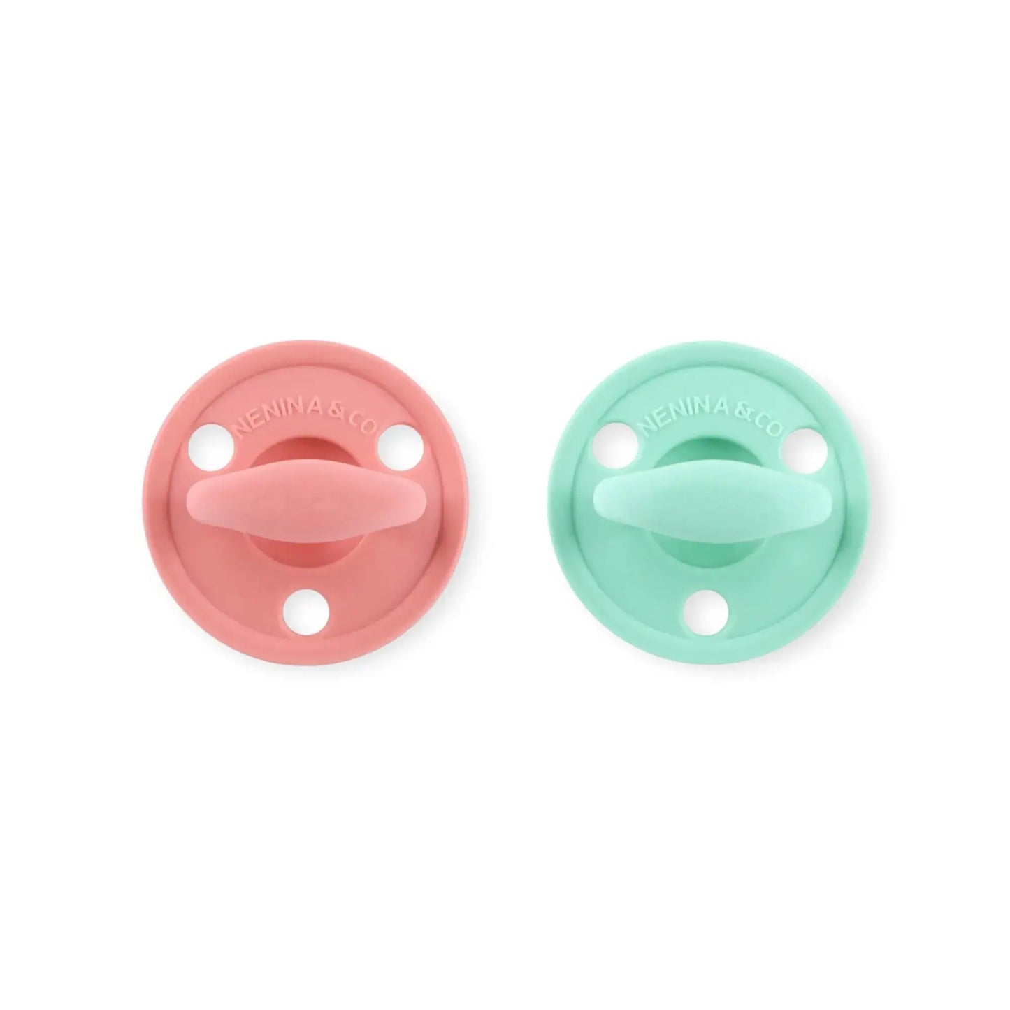 Kit 2 Chupetes Clásicos para Bebé Rosa y Mint | Silicona Orgánica Nenina & Co