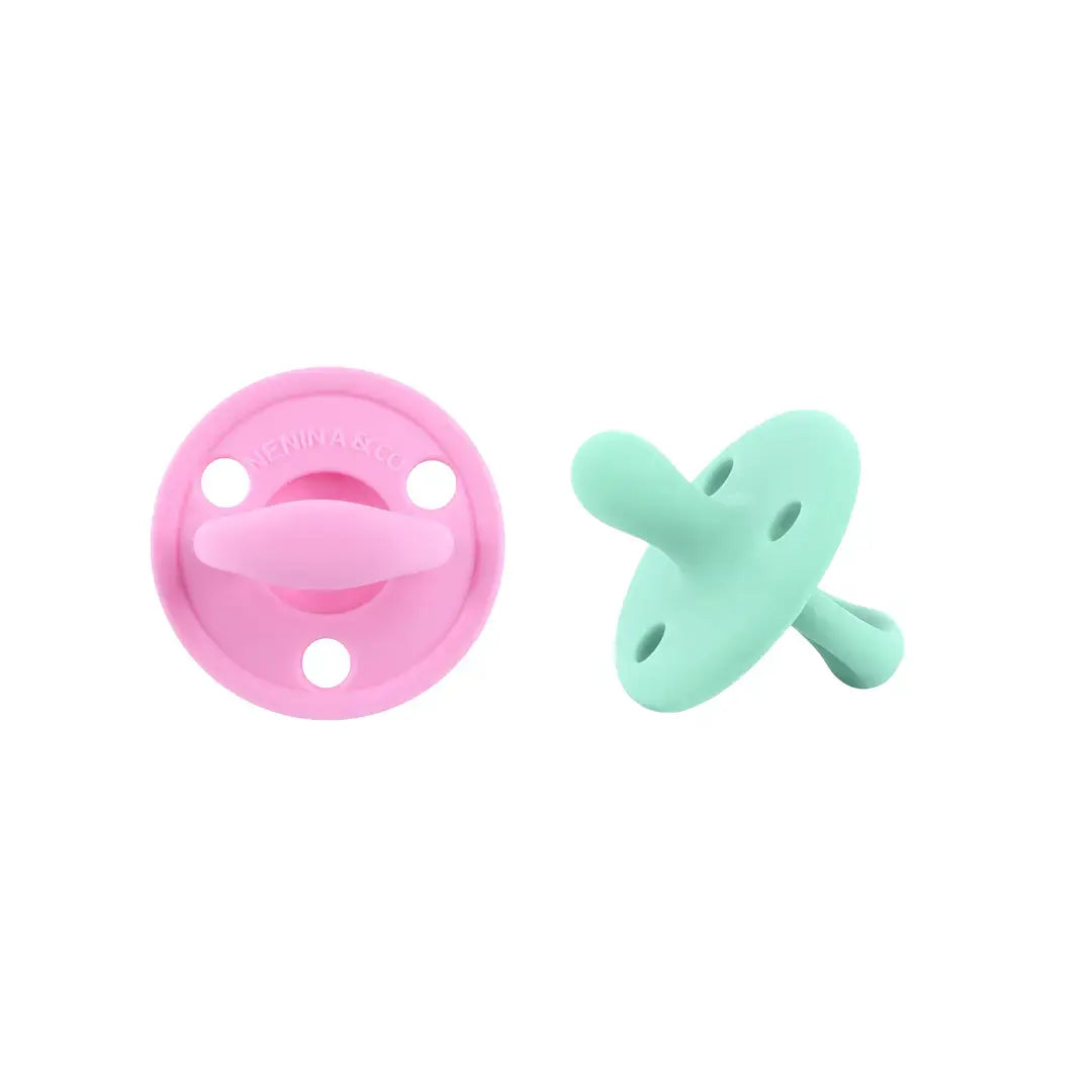 Kit 2 Chupetes Clásicos para Bebé Rosa y Rosa pálido| Silicona Orgánica Nenina & Co