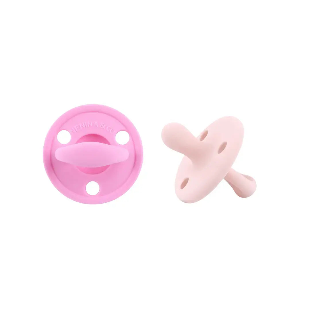 Kit 2 Chupetes Clásicos para Bebé Rosa y Rosa pálido| Silicona Orgánica Nenina & Co