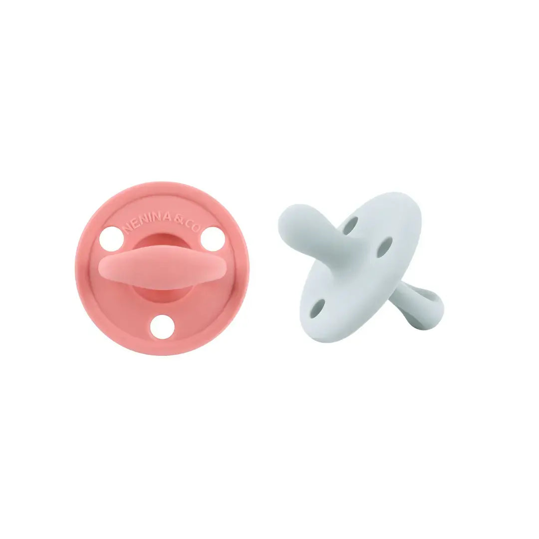 Kit 2 Chupetes Clásicos para Bebé Rosa y Rosa pálido| Silicona Orgánica Nenina & Co