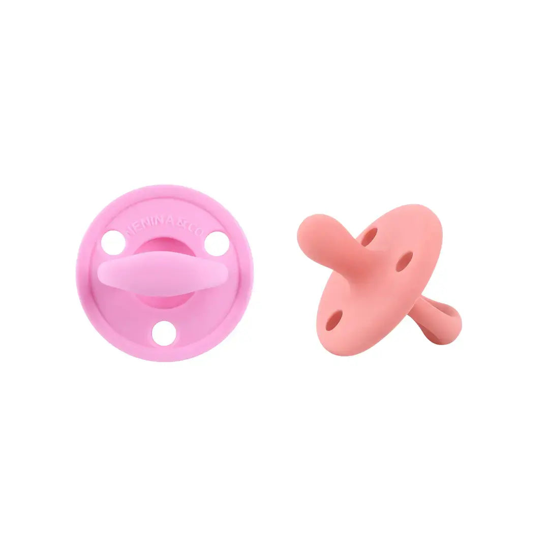 Kit 2 Chupetes Clásicos para Bebé Rosa y Rosa pálido| Silicona Orgánica Nenina & Co