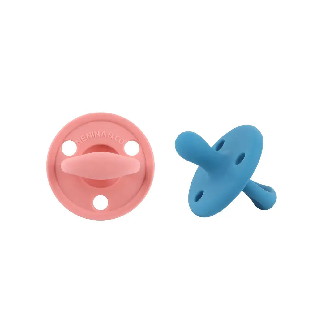 Kit 2 Chupetes Clásicos para Bebé Rosa y Rosa pálido| Silicona Orgánica Nenina & Co