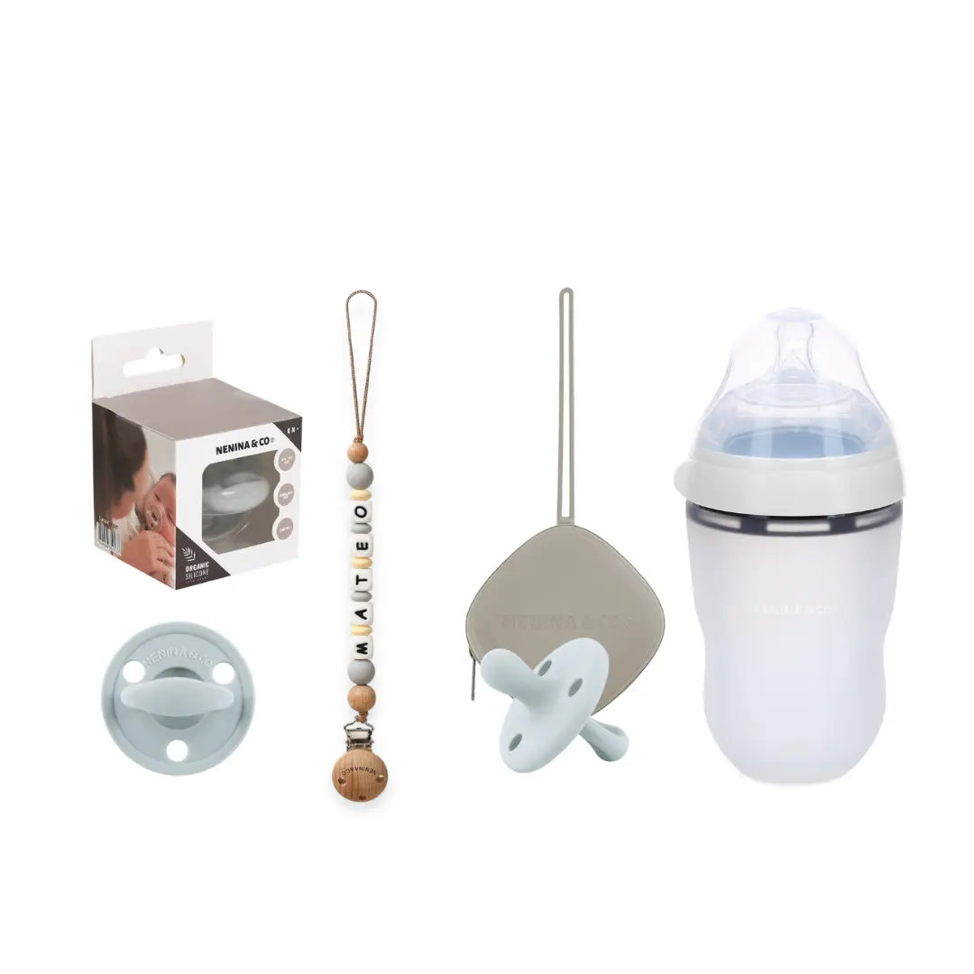 Kit Chupete Clásico de Silicona + Chupetero Personalizado, Guardachupetes y Biberón Maternal | Nenina & Co (Copia)
