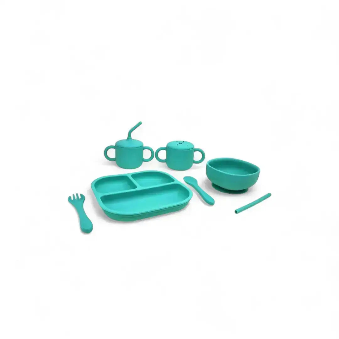 Vajilla BLW Mint 9 Piezas de Silicona orgánica con ventosas Nenina & Co
