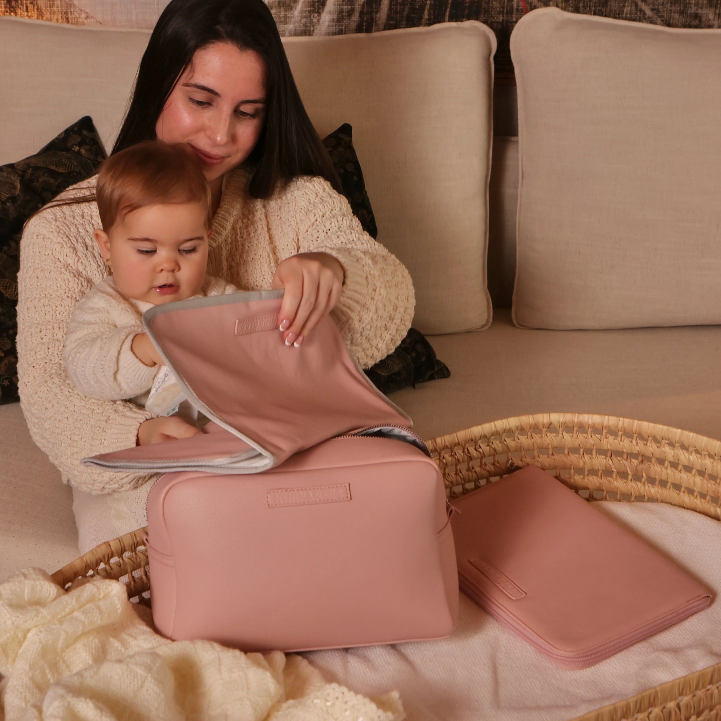 Neceser Bebé Eco Piel MIREM By Nenina & Co Rosa pálido