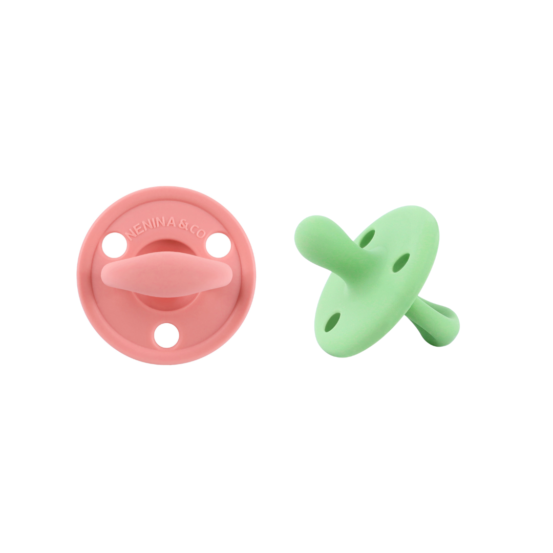 Kit 2 Chupetes CLÁSICOS Rosa + Oliva Nenina & Co