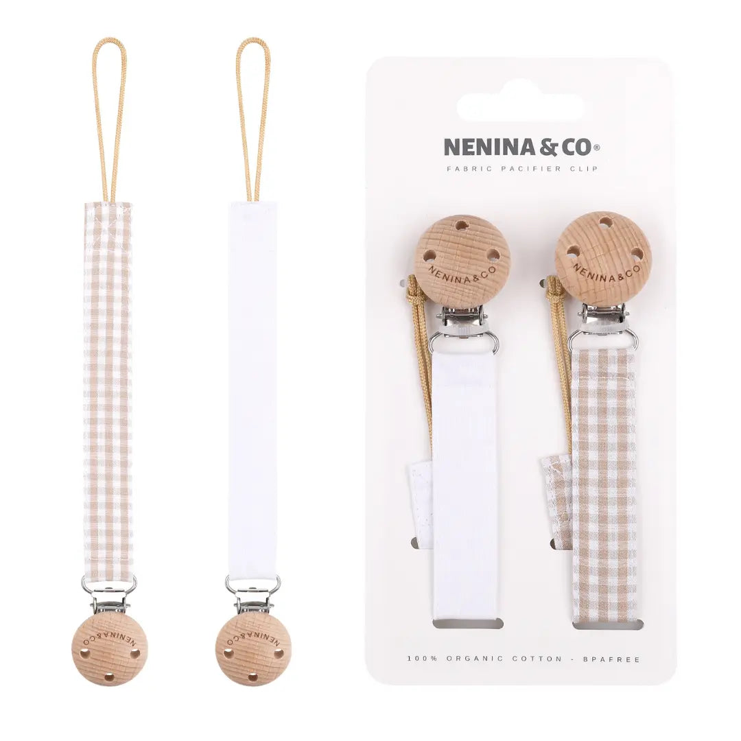 Pack 2 Chupeteros DIAMOND beige + white By Nenina & Co