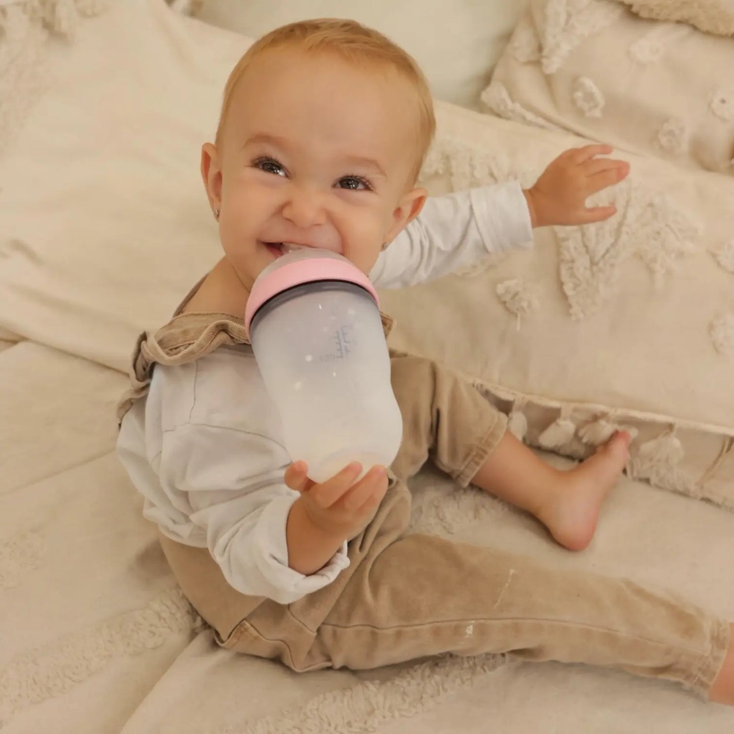 Pack Nuevo Biberon Calidad  Rosa + Repuesto x 4 Tetinas de silicona  Nenina & Co