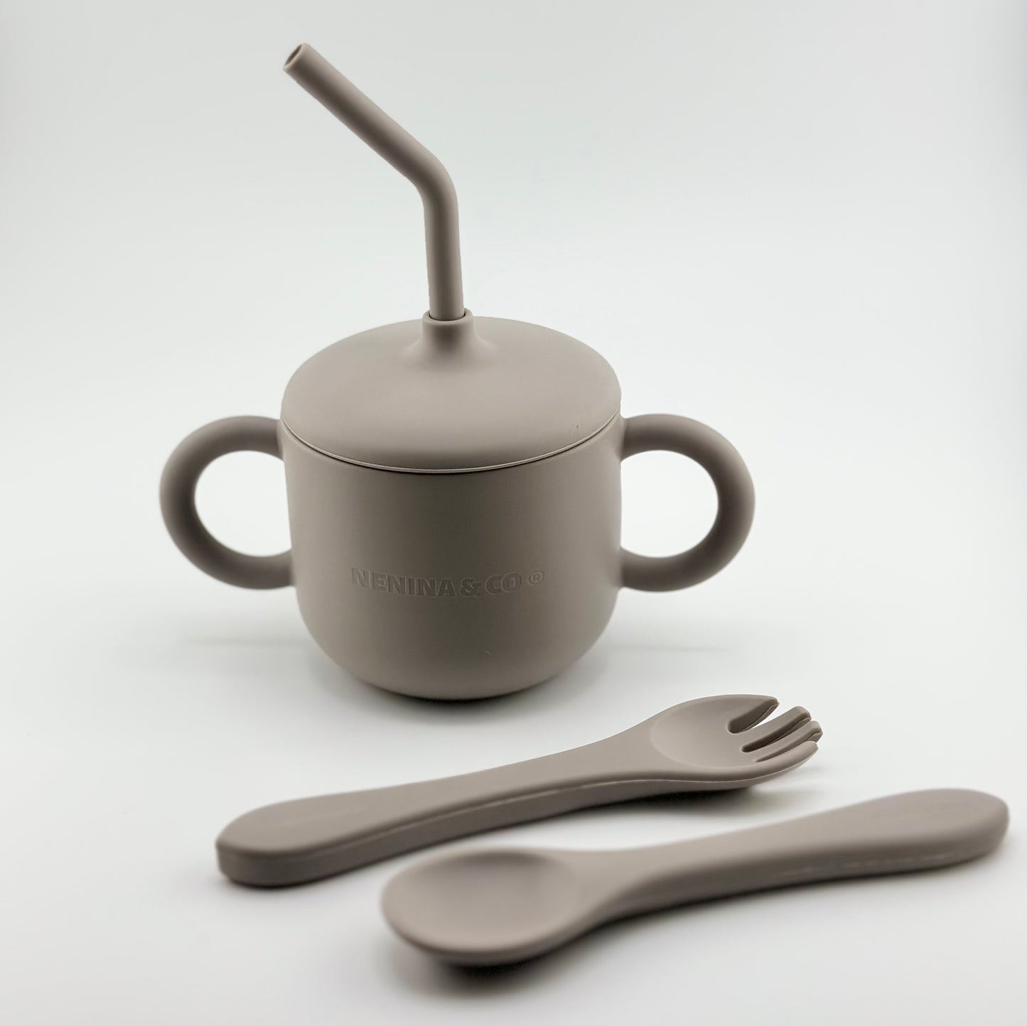 Vajilla BLW Gris 9 Piezas de Silicona orgánica con ventosas Nenina & Co