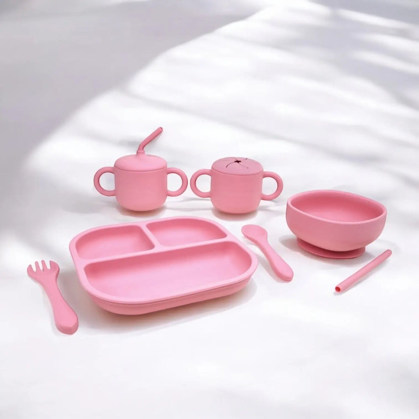 Vajilla BLW Pink 9 Piezas de Silicona orgánica con ventosas Nenina & Co