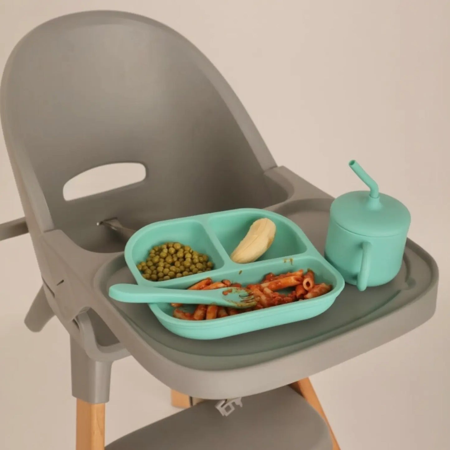 Vajilla BLW Turquesa 9 Piezas de Silicona orgánica con ventosas Nenina & Co