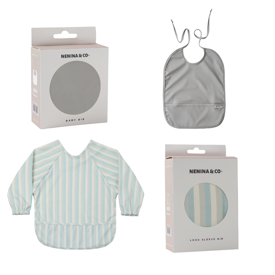 Babero manga larga  Vertical Stripes + Babero corto Nenina & Co 