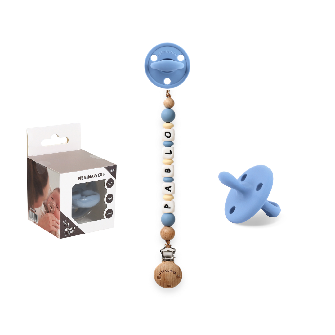 Chupetero personalizado Blue + Chupete Blue Diamond Fs Nenina & Co 