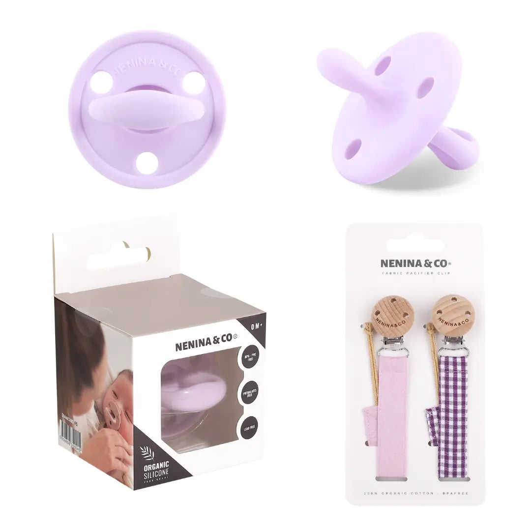 Pack 2 Chupeteros + 1 Chupete DIAMOND By Nenina & Co Lila 