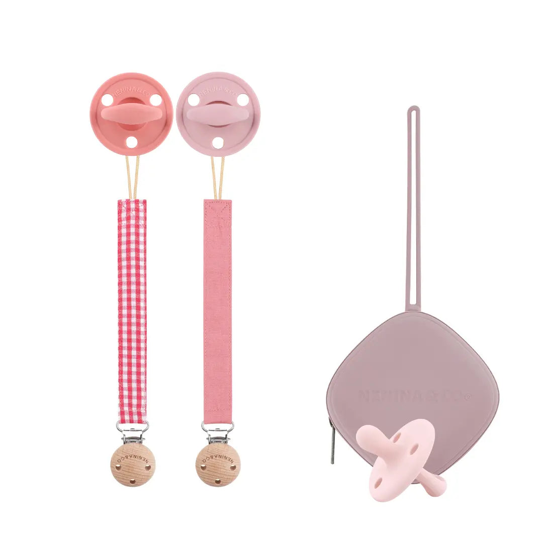 Pack 2 Chupeteros + 2 chupetes CLÁSICOS + 1 Guardachupete Nenina & Co 