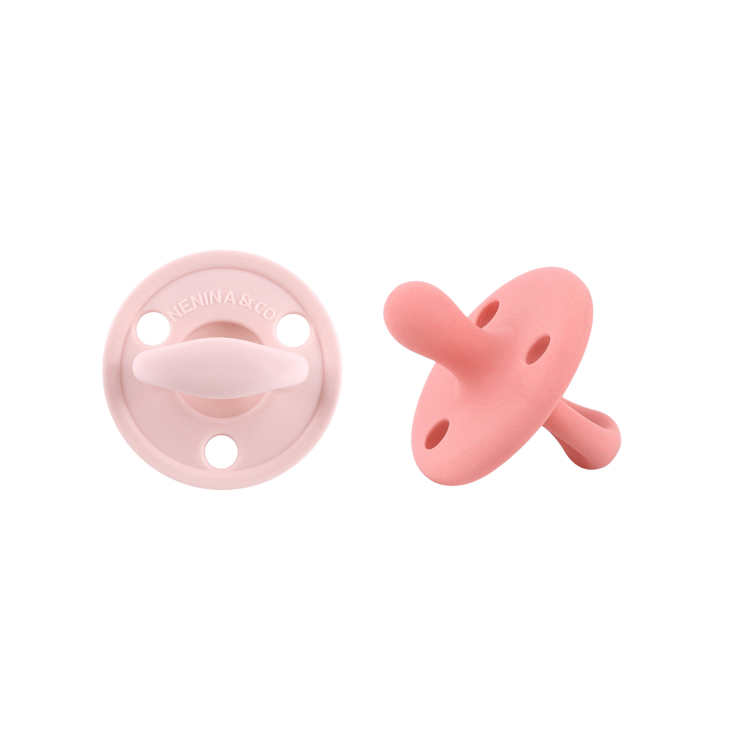 Kit 2 Chupetes Clásicos para Bebé Rosa y Rosa pálido| Silicona Orgánica Nenina & Co 