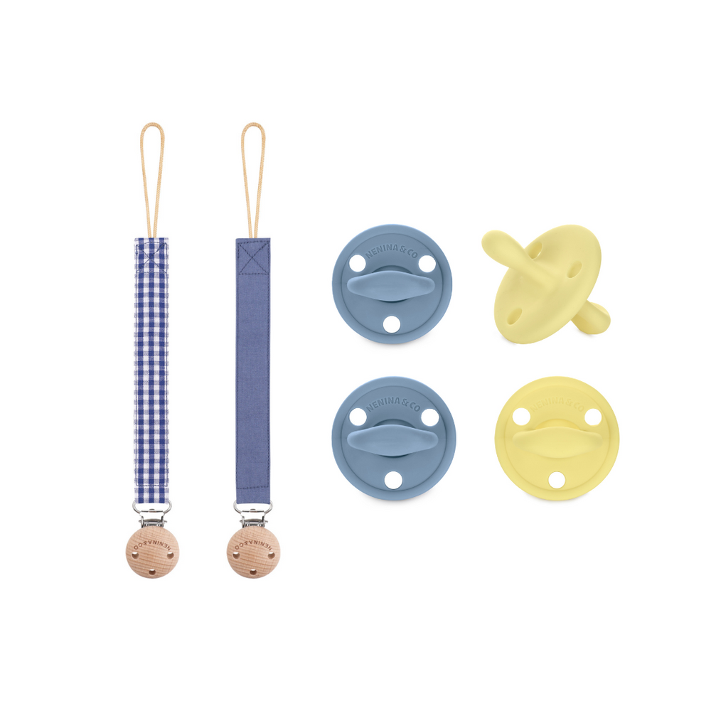 
                  
                    Pack 2 chupetes + Pack 2 chupeteros Azul y Beige  DIAMOND By Nenina & Co
                  
                