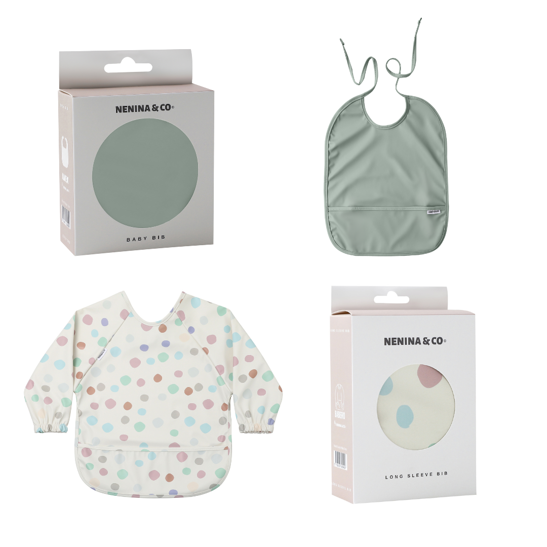 Babero manga larga  Funny Polka Dots + Babero corto Nenina & Co 