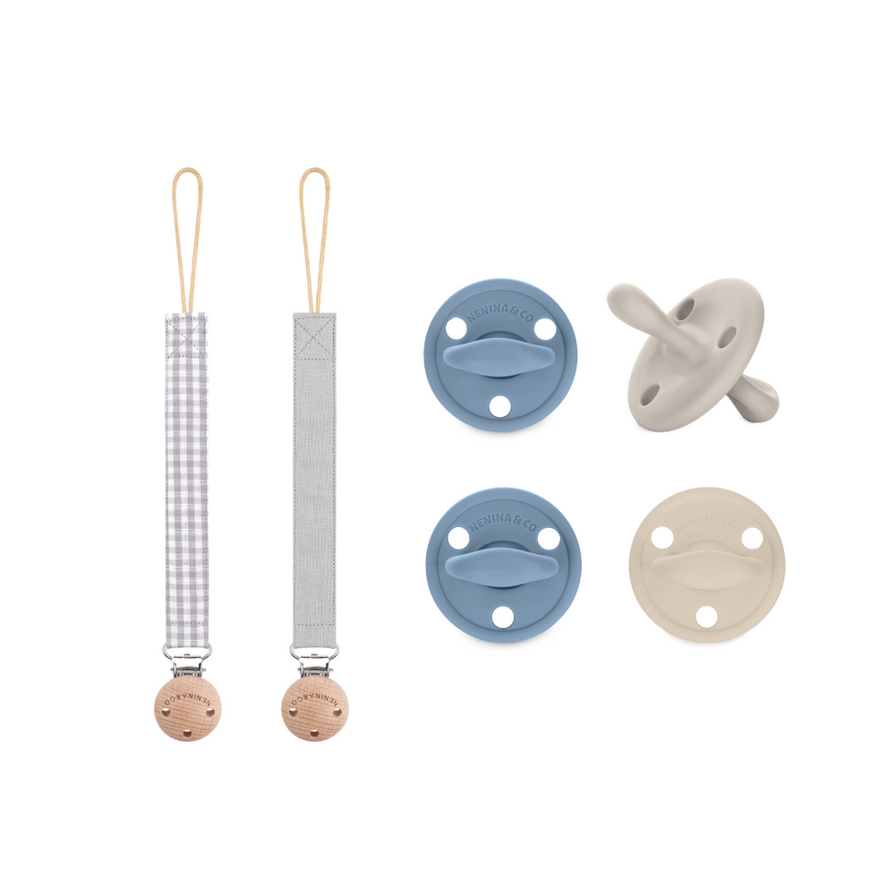 
                  
                    Pack 2 chupetes + Pack 2 chupeteros Azul y Beige  DIAMOND By Nenina & Co
                  
                