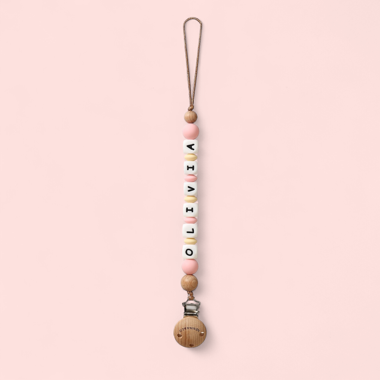 Chupetero personalizado Rosa palido Nenina & Co 