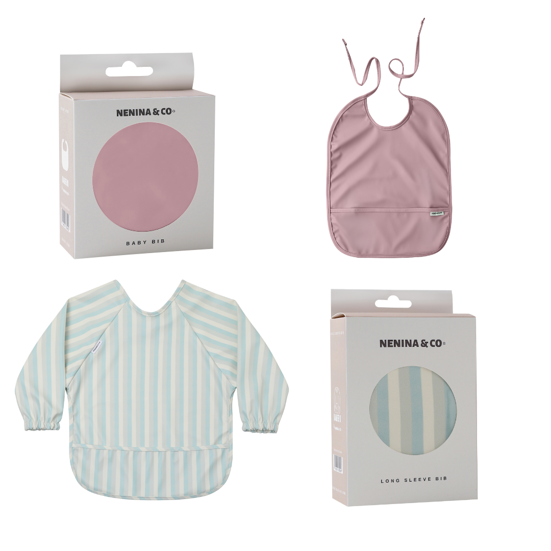 Babero manga larga  Vertical Stripes + Babero corto Nenina & Co 