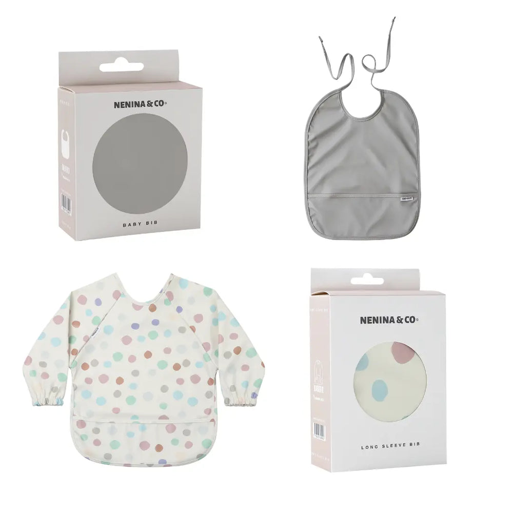 
                  
                    Babero manga larga  Funny Polka Dots + Babero corto Nenina & Co 
                  
                