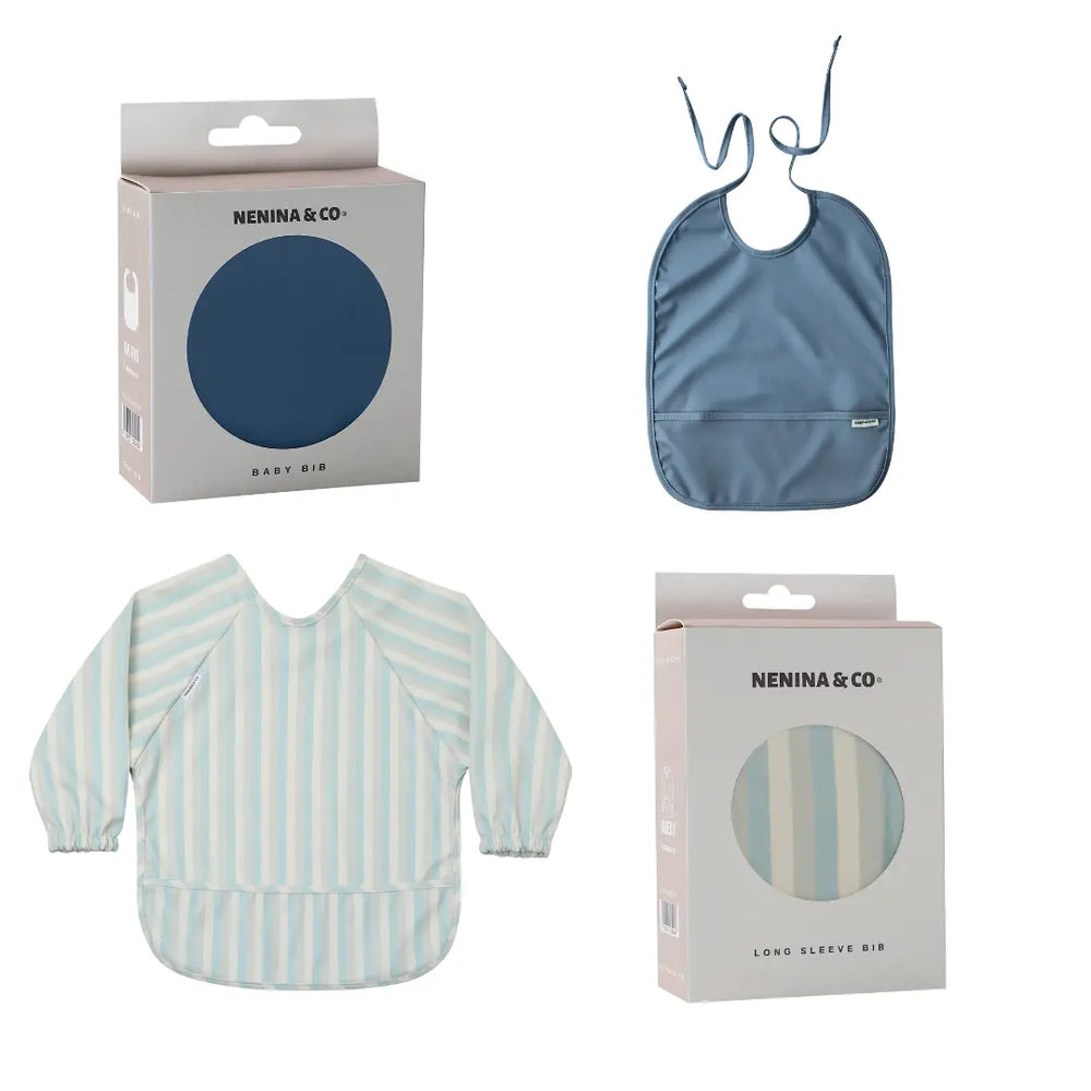 
                  
                    Babero manga larga  Vertical Stripes + Babero corto Nenina & Co 
                  
                