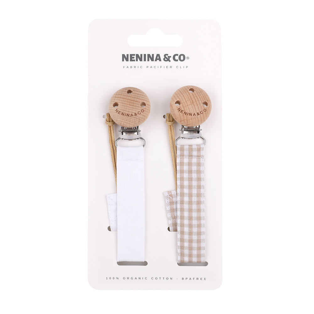 Pack 2 Chupeteros DIAMOND beige + white By Nenina & Co