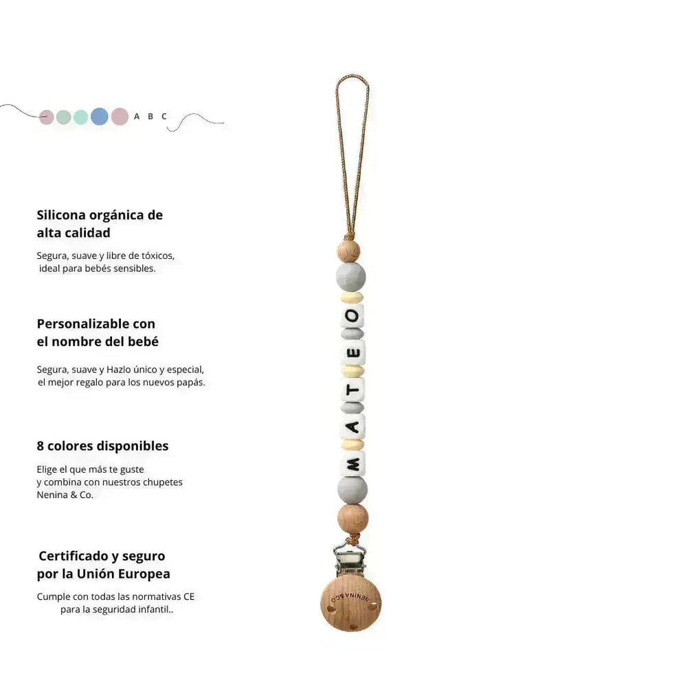 
                  
                    Chupetero Personalizado Rosa chicle con Nombre en Silicona Orgánica | Nenina & Co. 
                  
                