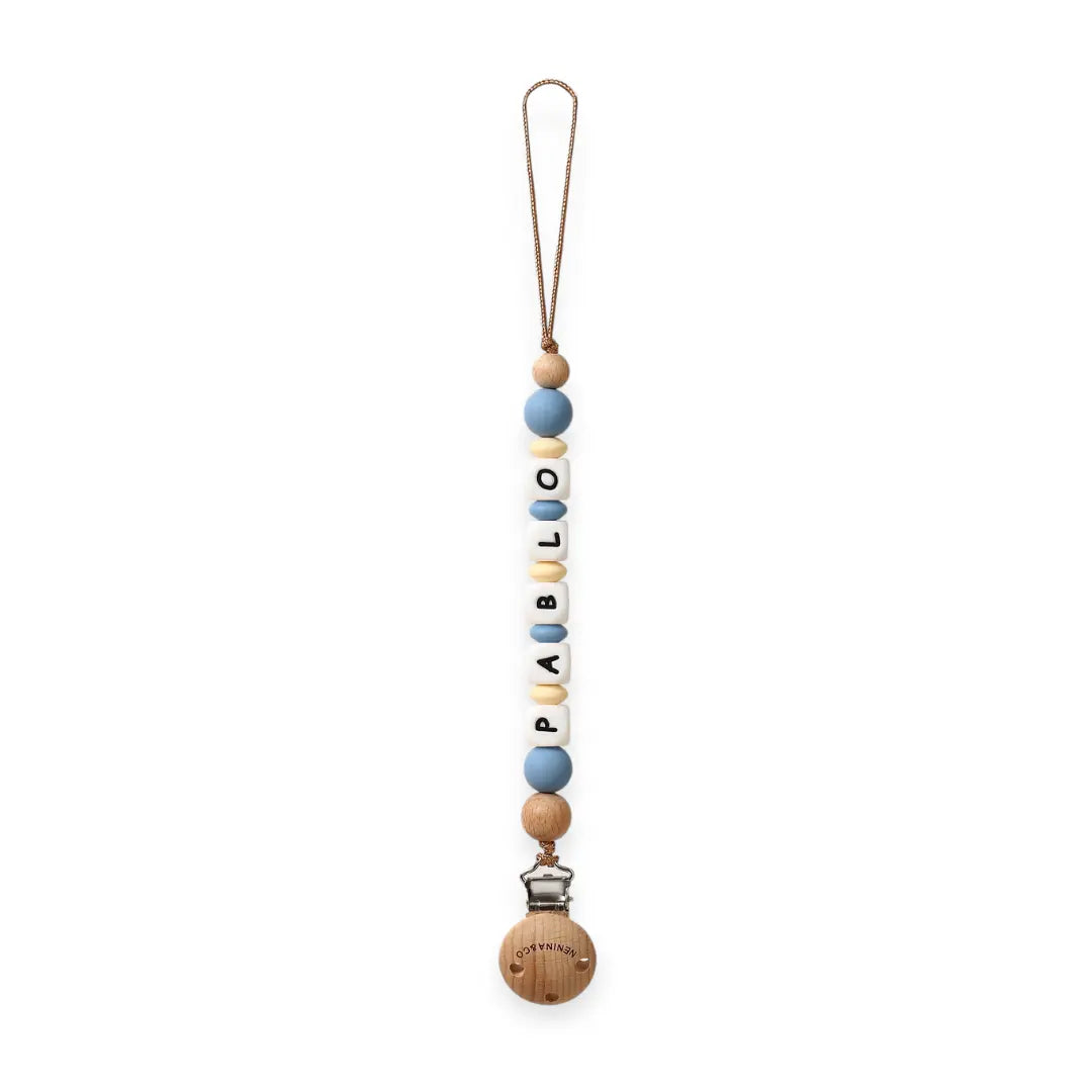 Chupetero Personalizado Blue con Nombre en Silicona Orgánica | Nenina & Co. 
