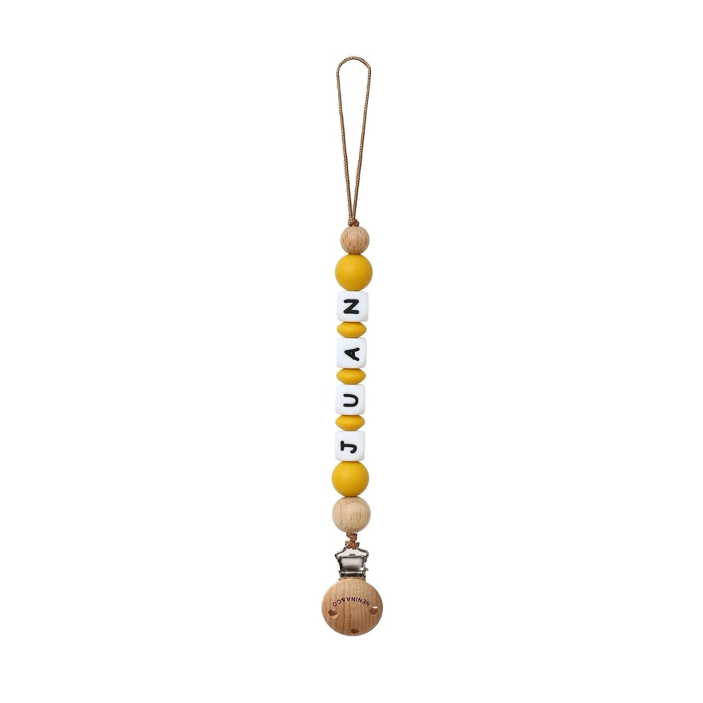 Chupetero Personalizado Mango con Nombre en Silicona Orgánica | Nenina & Co. 