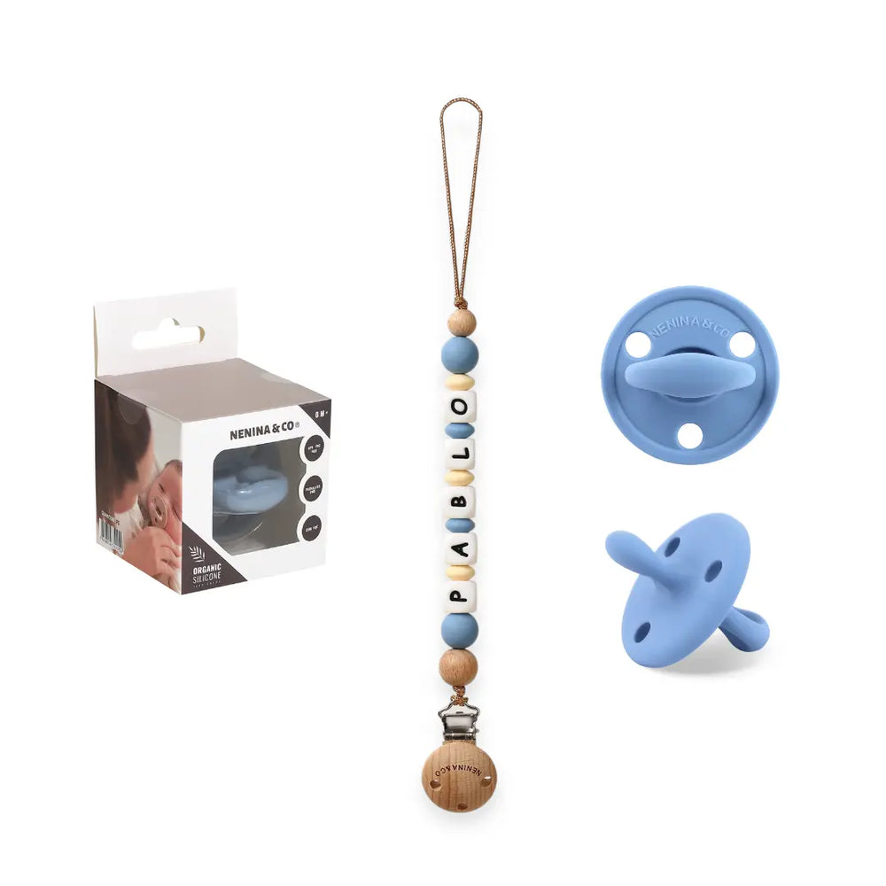 Chupetero personalizado Blue + Chupete Blue Diamond Fs Nenina & Co 