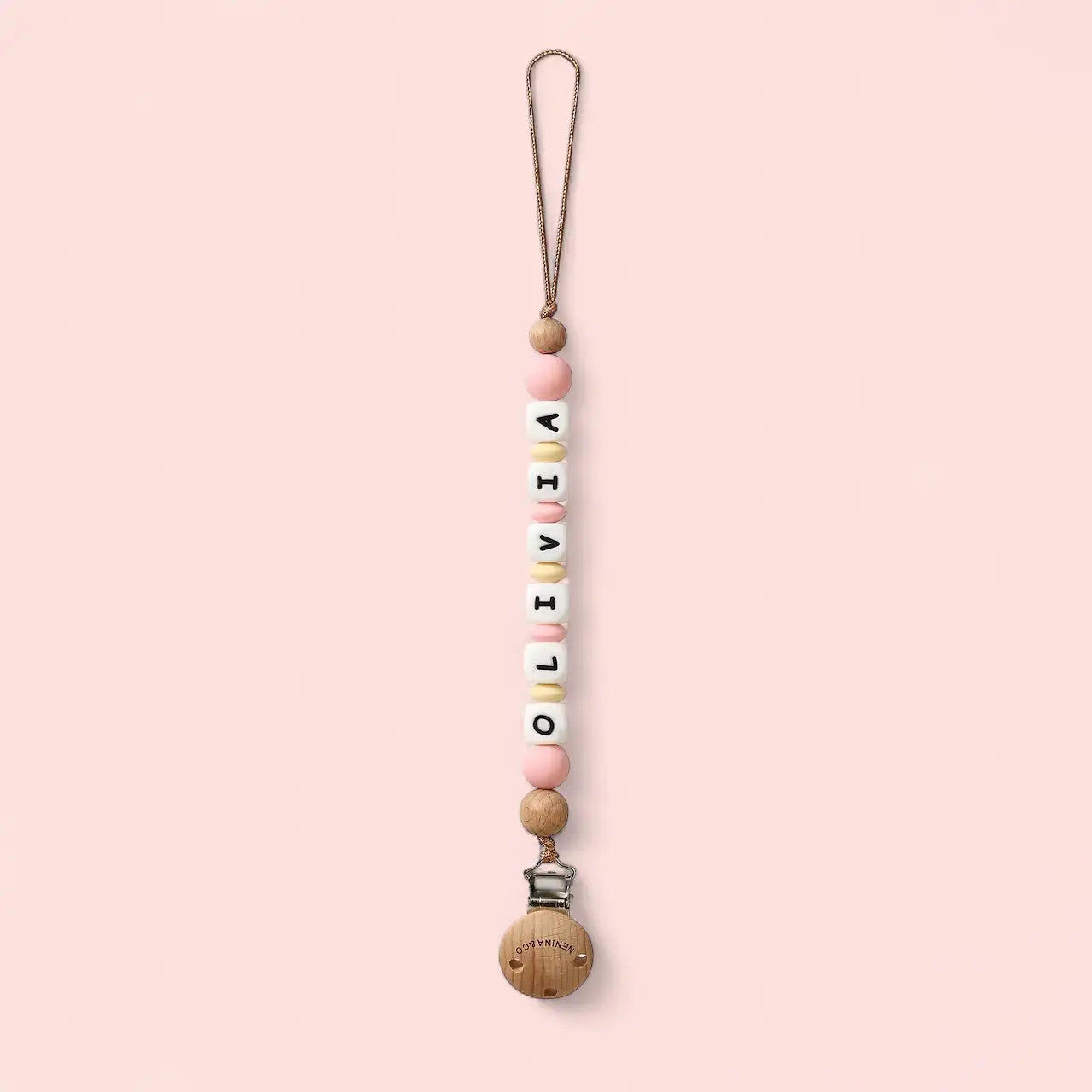 Chupetero personalizado Rosa palido Nenina & Co 