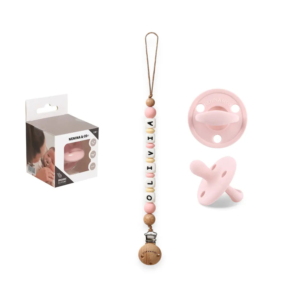 
                  
                    Chupetero personalizado Rosa palido + Chupete Rosa Pálido Clásico Nenina & Co 
                  
                