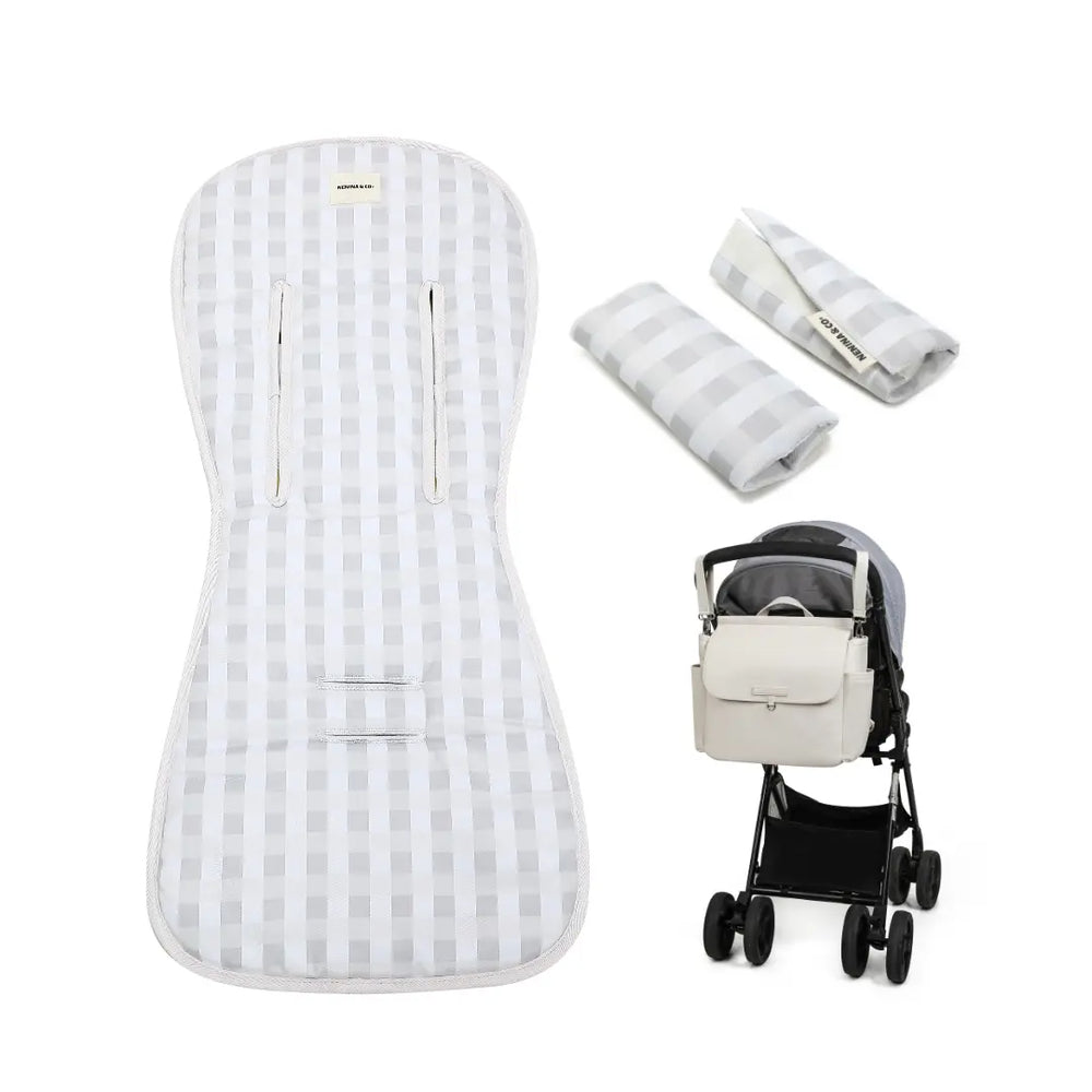 Colchonetas Universales EVOLUTION + 2 Protectores tirantes Vichy Beige + Bolso maternal + Cambiador de Nenina & Co 