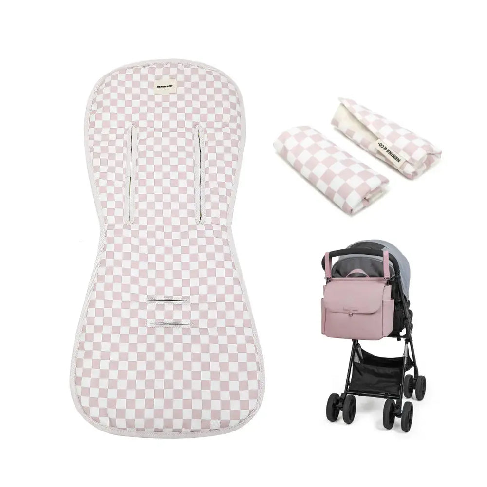 Colchonetas Universales EVOLUTION + 2 Protectores tirantes Vichy Rosa Pálido de Nenina & Co 