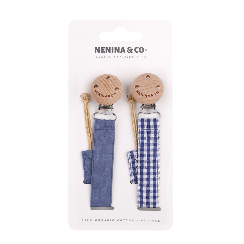 
                      
                        Pack 2 chupetes + Pack 2 chupeteros Azul y Beige  DIAMOND By Nenina & Co
                      
                    