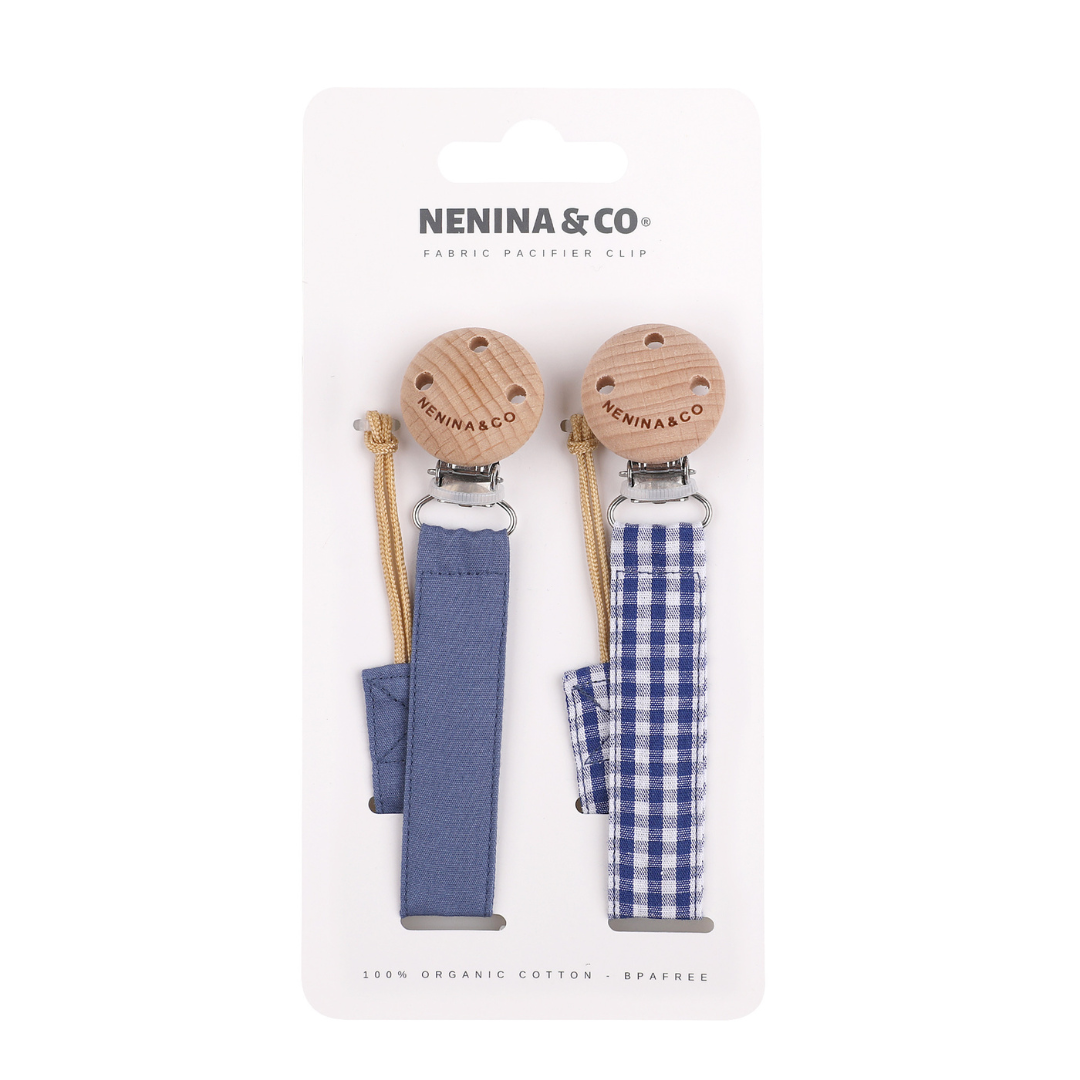 Pack 2 chupetes + Pack 2 chupeteros Azul y Beige  DIAMOND By Nenina & Co