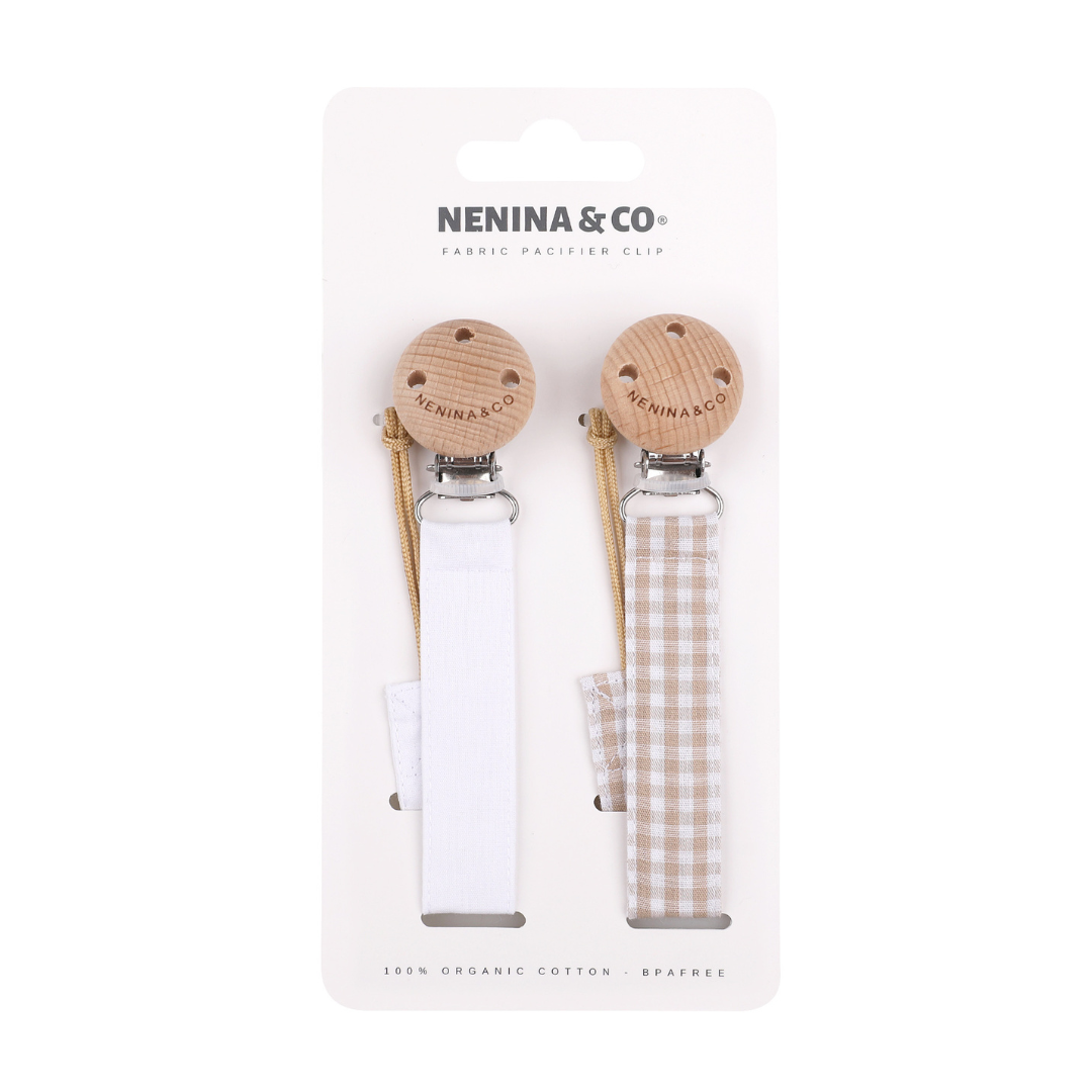 Pack 2 chupetes + Pack 2 chupeteros Beige y Rosa DIAMOND By Nenina & Co