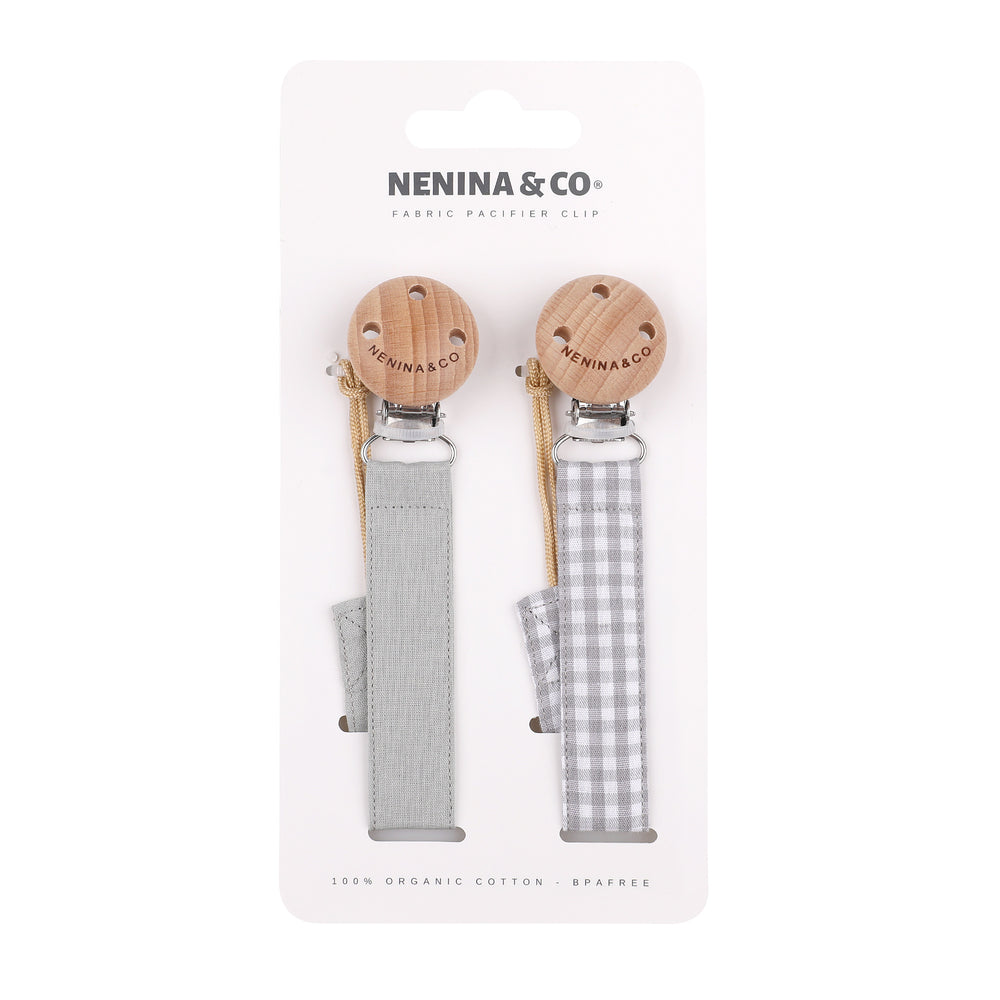 Pack 2 Chupeteros DIAMOND Gris + Gris vichy By Nenina & Co