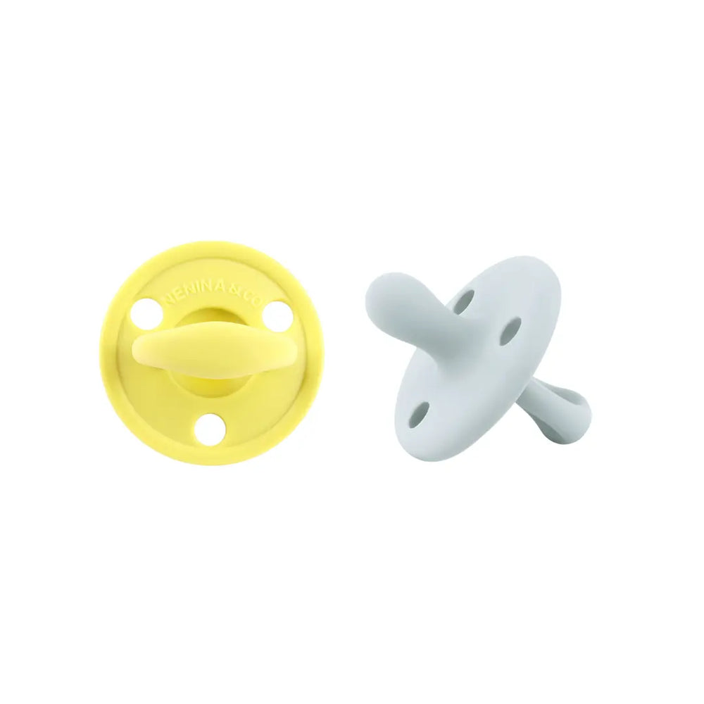 Kit 2 Chupetes Clásicos para Bebé Amarillo y Gris | Silicona Orgánica Nenina & Co 
