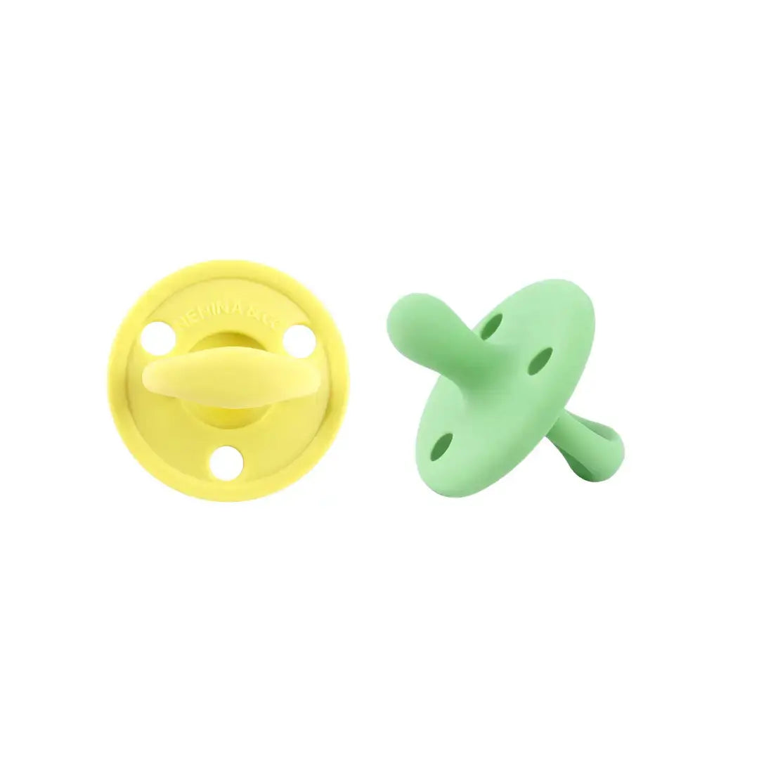 Kit 2 Chupetes Clásicos para Bebé Amarillo y Oliva | Silicona Orgánica Nenina & Co 